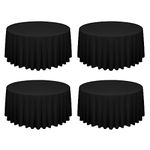 4 Pack Black Round Tablecloth 120 inch Circle Polyester Table Cloth, Washable Fabric Stain and Wrinkle Resistant Table Cover Round Table Clothes for Wedding Parties Banquet Reception Gift Table