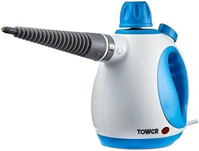 Tower THS10 Handheld Steam Cleaner, Includes Crevice Tool, Flexible Hose, 1050 W, Brush Tool, Microfiber Cloth, Blue, 250 ml Capacity
