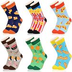 Dsia Zamur Kids Boys Girls Crew Socks 4-6 Pack + Gift Box, Novelty Funky Colorful Toddler Calf Socks for 2-12 Years Old, 6 Pack Diy Food, 7-10 Years