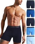 Kenneth Cole Men's Underwear - Cotton Stretch Boxer Briefs with Pouch - 5 Pack Classic Multipack Boxer Briefs for Men (S-XL), Navy/Blue/Marina/Windsurf, S