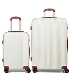 CALDARIUS Suitcase Large & Cabin Bag | 2 Pcs Suitcase Set |3 Digit Combination Lock | Travel Bag | Luggage | Lightweight | Hard Shell | Carry-ons & Hold (White, Cabin 20'' + Large 28'')