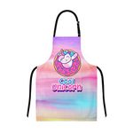 Hopcara® Cool Unicorn Kids Apron for Girls | Waterproof Chef Apron for Kids | 3D Washable Apron for Kids for Painting Cooking Baking Sculpting | Adjustable Neck | Digital Printed Apron for Girl 8-15y