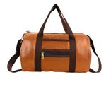 COOL INDIANS PU-Leather Gym Bag Gym Duffel Bag with Extra Zip Pocket Gym Sport/Travel Bag with Shoulder Strap for Men's & Women's (TAN)