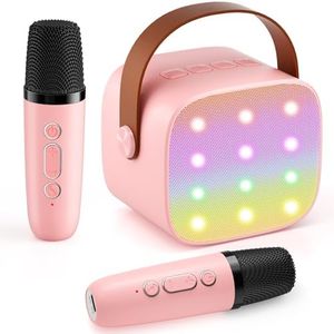 Mini Karaoke Machine with 2 Wireless Microphones, 2026 TOP Kids Portable Bluetooth Karaoke Machine for 3, 4, 5, 6, 7, 8, 9,10,11,12+Year Old, Christmas Birthday Gifts for Girls Boys Adults Home Party