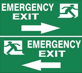 Green Panda Emergency exit sign board (One Arrow on Left and One on Right) - 23X10 cm [SET of 2]