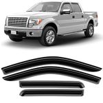 CLIM ART Incredibly Durable Rain Guards for Ford F150 2009-2014 SuperCrew, Original Tape-on Window Deflectors, Vent Deflector, Window Visors, Car Accessories, 4pcs. - 409220