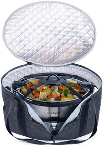 BAGSPRITE Slow Cooker Carrying Case Compatible with 6-8 Quart Crockpot Carrier for Hot Food and Hamlton Beach Slow Cooker Tote with Lid Fastener for Crock-pot Dust Cover Applicances