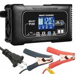 Dylannet 20Amp Lithium Battery Charger, 12V and 24V, Lifepo4, Lead-Acid (AGM/Gel/SLA.) Car Battery Charger, Maintainer Cycle Charger Trickle Charger Battery Desulfator for Boat, Motorcycle, Golf Cart