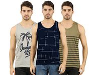 THE ARCHER Men's Regular Fit Vest Navy,Olive,Grey (Pack Of 3) 2XL