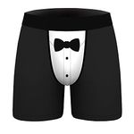 PNKJ Men's Christmas Black Bow Tie Print Boxer Briefs, Novelty Boxer Shorts, Funny for Men,L