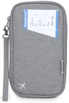 Wooum Passport Holder for Family, Passport Case Protection, Water Resistant Passport Bag for Men & Women, Travel Document Organizer, Passport Cover, Credit Cards Case for Travel, Light Grey