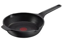 Tefal Robusto E24904 Die-Cast Aluminium Frying Pan 24 cm Easy to Clean Non-Stick Coating Thermal Signal Temperature Indicator Dishwasher Safe Induction Suitable Black