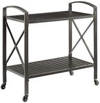 Crosley Furniture CO7390-BZ Kaplan Outdoor Metal Bar Cart, Oil Rubbed Bronze