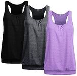 Beyove Workout Tops for Women Loose Fit Tank Top Athletic Banded Bottom Shirts 3 Pieces Running O Neck Tunic Activewear