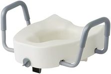 Medline 5" Elongated Raised Toilet Seat, with Lock and Removable Padded Arms- A Medical Seat for Seniors, Elderly, Adults, or Post-Surgery Recovery, 1 Ct.