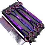 7.0 inches Professional Dog Grooming Scissors Set Straight & thinning & Curved & chunkers & comb 5pcs in 1 Set