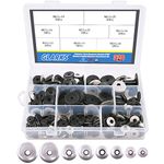 Glarks 320Pcs Stainless Steel Neoprene Backed EPDM Bonded Sealing Washers Assortment Kit Work for #4/ #5/ #6 Screws