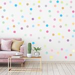 240 Pieces Polka Dots Wall Decals 2 Inch Multi-Color Rainbow Dots Wall Stickers Vinyl Dots Decals Circle Wall Stickers for Bedroom Living Room Wall Decor(20 Pastel Rainbow Colors)