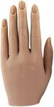 Nail Hand Practice Silicone Female Mannequin Life Size Hand as Sketch Nail Practice Hands Jewelry Ring Glove Watch Display with Nail 18cm (Left hand, Light brown)