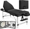 Vesgantti Portable Massage Bed Table - 3-Section Aluminum Foldable Beauty Couch for Reiki Therapy Treatment Salon Healing - Metal Headrest Support/with Carry Bag (Black)