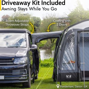 Trail Langley Campervan Driveaway Awning – UPF50+, 5000mm Waterproof, Side Tent with Groundsheet, Windows, Front Canopy, 180-210cm Height