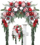 Liliful Christmas Mailbox Swag Red Green White 88 Inch Xmas Mailbox Swag Traditional Artificial Mailbox Christmas Decorations for Home Indoor Outdoor Decorations