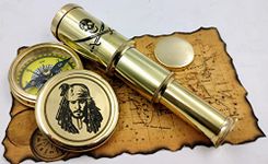 Qarzun Captain Jack Sparrow Brass Compass with Mini 2 fold Telescope Pirates Lovers Kit