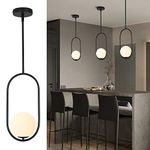 SeeU Modern Pendant Lighting One Light Chandelier Globe Black Pendant Light Indoor Hanging Light Fixture for Kithchen Island Dinning Room Bedroom