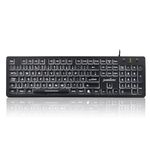 Perixx Periboard-317 Wired USB White LED Backlit Keyboard, Big Print Illuminated Keys, UK QWERTY, Black