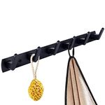 Jnnicoog Coat Hooks Wall Mount, Coat Rack Wall Mount with 6 Hooks, Black Wall Mounted Modern Coat Rack, Coat Hook is Suitable for Living Room Entrance, Bedroom, Kitchen, Bathroom Etc.