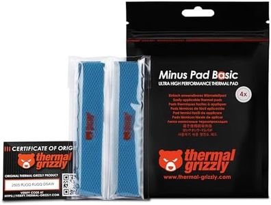 Thermal Grizzly Minus Pad Basic - 120x20x3.0mm 4-Pack Thermal Interface Pad, Electrically Non-Conductive, High Thermal Conductivity & Compressibility for SSDs, GPUs & Electronics