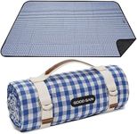 G GOOD GAIN Picnic Outdoor Blankets Waterproof Large - Beach Mat Sand Free Foldable with Carry Strap | Portable Camping Blanket | Park Blanket for Grass Park, Hiking, Travel, Concerts, Indoor (Blue)