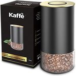 Kaffe Glass Coffee Canister (12oz) w/Airtight Lid - Click to Release Seal - BPA Free Glass & Stainless Steel - Elegant Kitchen Storage Container for Coffee, Nuts, Rice, Flour, Sugar, Tea, Cereal