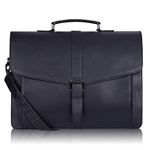 Estarer Mens Leather Briefcase 15.6" Laptop Satchel Messenger Shoulder Bag for Business Work Gifts for Him