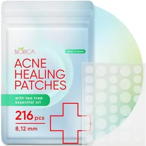 BIORICA Pimple Patches for Face, Hydrocolloid Acne Patches for Acne Treatment, Pimple Patch for all skin types, Hydrocolloid Acne Patches for face, Zit Patch (Tea Tree 216)