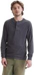 Hanes Men's Long Sleeve Raglan Henley, Oxford Gray/Slate Heather, X-Large