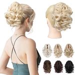 REECHO 9" Short Ponytail Extension, Classic Loose Curly Wavy Claw Clip Pony tails Hair Extensions HP001 Hairpieces for Women - Light Blonde