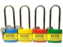 Loto Product India Lockout Tagout Long Shackle Jacket Padlock with 3 Keys - Set of 4 Multicolour