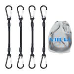 SDTC Tech 10IN Mini Short Bungee Cords with Carabiner Hooks Heavy Duty Elastic Tie Downs Straps for Tent, Bike, Kayak, Luggage (4-Pack Total Length 12 Inches)