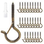 26 PCS Screw Hooks with Safety Buckle, 2.1” Q-Hanger Hooks for Hanging Outdoor String Lights, Screw in Cup Hooks, Eye Hooks, Ceiling Hooks for Hanging Plants, Holiday Decor & Patio Lights, Bronze