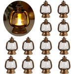 LJQizn 12 Pcs Mini Lanterns Decorative with LED Candle for Western Cowboy Xmas Home Decor Small Hanging Lantern Ornaments Camping Table Centerpiece Vintage Lantern Ornament