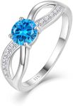 RGEMCY Infinity Promise Rings for Her Infinity Rings for Women Aquamarine Birthstone 925 Sterling Silver Cubic Zirconia Rings Wedding Anniversary Travel Engagement Rings for Women Wife Mother Size 8