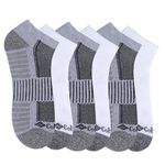 Columbia Mens 1/2 Cushion Quarter Arch Support Poly Blend Socks, 6 Pack, Grey/White, 6-12