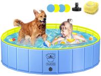 COZII Dog Paddling Pool, 120 x 30cm Dog Pool Foldable, Large Paddling Pool for Dogs Non-Slip, Upgraded Durable 6mm PP Board & Hard PVC, Portable Swimming Pool for Kids, Doggy, Pets