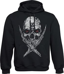 T-shirt Valknut Skull - T-shirt viking pour homme femme homme femme - Norvège Thor Wotan Odin - Viking-s - Metal LARP Bike-r - Thorshammer Mjölnir - Dieu - Idée cadeau, Noir - Sweat à capuche, XXL