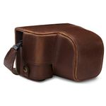 MegaGear MG1652 Ever Ready Leather Camera Case Compatible with Sony Alpha A6100, A6400 (16-50mm) - Brown