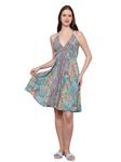 KE KanhaExports Women and Ladies Girls Short Silk Dress Summer Boho Chic Minidress Bohemian Minidress for Women Beach Dress Short Dress Open Back Dress Mint Green