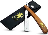 The Cambridge Cutthroat® Cut Throat Razor Kit with Travel Pouch - Missanda Hardwood & Stainless Steel Professional Barber Razor Men - Single Blade Straight Edge Razor - Moustache Shaver & Beard Shaper