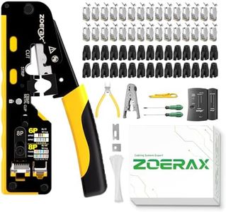 Cat7 RJ45 Crimping Tool, Ethernet Crimping Tool Kit With Cat 7 Cat6A RJ45 Connectors, Ethernet Crimper RJ45 Pass Through Crimp Tool RJ45 Crimp Tool Kit