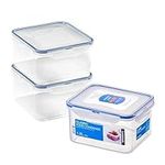 LocknLock Square Food Containers with Lids Set of 3 - Plastic Airtight & Watertight Food Storage Containers, BPA Free & Dishwasher Safe, 3 x 1.2L